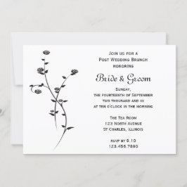 Svarta och Vita Rosor Efter Bröllopsbrunch Inbjudningar