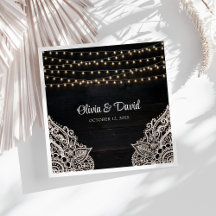 Svarta och vita rustika eleganta bröllopsservetter