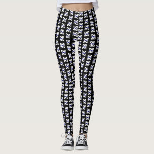 Svarta och vita rutiga Leggings Med No Odio