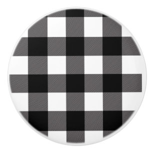 Svarta och vita rutiga rutor Buffalo Plaid Knopp