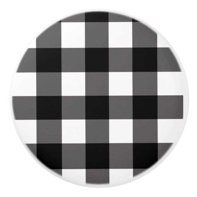 Svarta och vita rutiga rutor Buffalo Plaid Knopp (Framsidan)