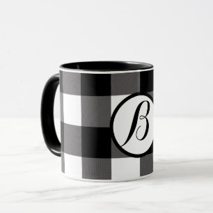 Svarta och vita rutiga rutor Buffalo Plaid Mugg