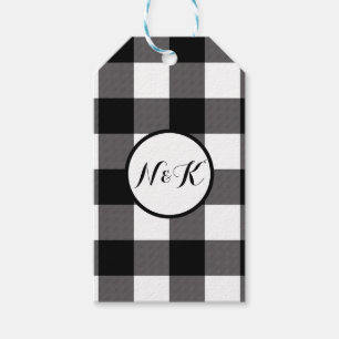 Svarta och vita rutiga rutor Buffalo Plaid Presentetikett