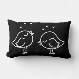 Svarta och vita sjöfåglar och örter Doodles Pillow Lumbarkudde