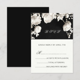 Svarta Och Vita Skulpturala Blommor Vilda Rosor OSA Kort