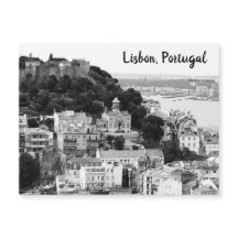 Svarta och vita Skyline från Lissabon Portugal Pos