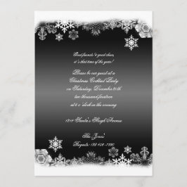 Svarta och vita snöflingor jul Party Inbjudningar