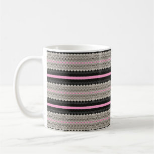 Svarta och vita Snöre-paneler med Rosa Kaffemugg