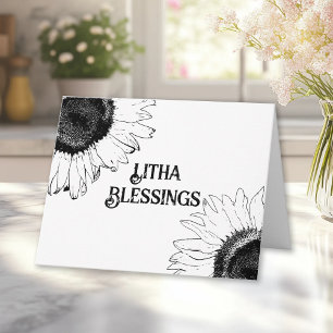 Svarta och vita solrosor Litha sommarsolstånd  Kort