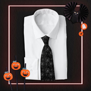 Svarta och vita Spindelnät Halloween Mönster Slips