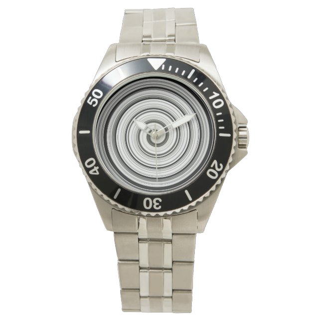 Svarta och vita Spiral bevakning Armbandsur (Framsida)