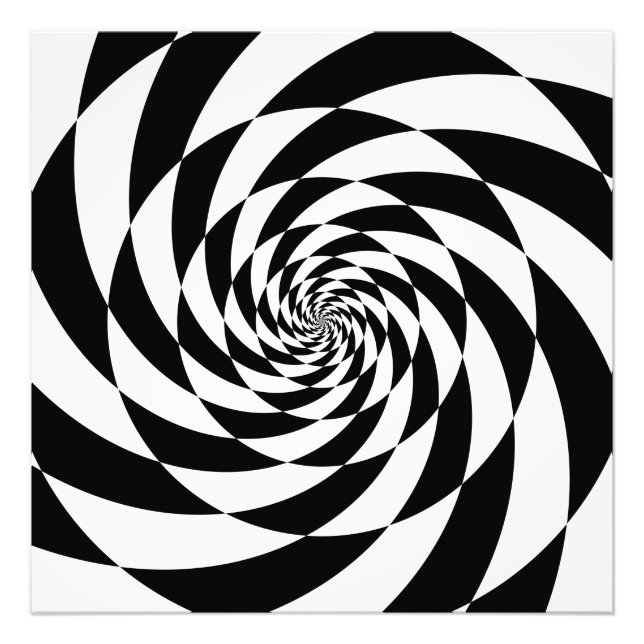 Svarta och vita Spiral Fototryck (Framsidan)