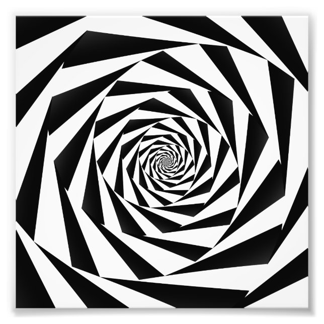Svarta och vita Spiral Fototryck (Framsidan)
