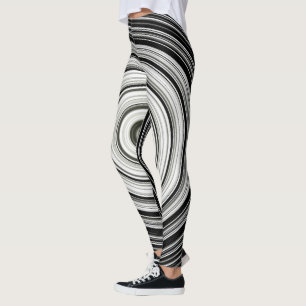 Svarta och vita spiral leggings