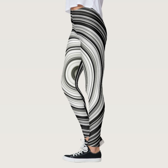 Svarta och vita spiral leggings (Vänster)