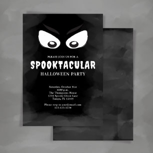 Svarta och vita Spooktaculära Halloween fest Inbjudningar