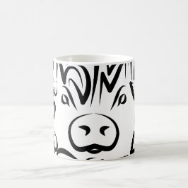 Svarta och vita stammen Gris Kaffemugg