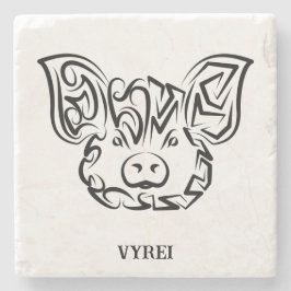 Svarta och vita stammen Gris Stenunderlägg