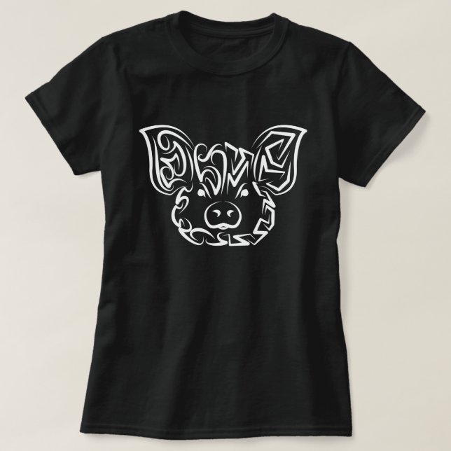 Svarta och vita stammen Gris T Shirt (Design framsida)