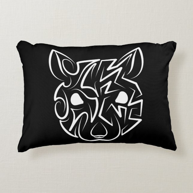 Svarta och vita stammen Råtta Prydnadskudde (Framsidan)