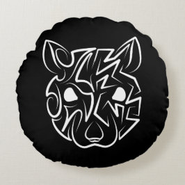 Svarta och vita stammen Råtta Rund Kudde