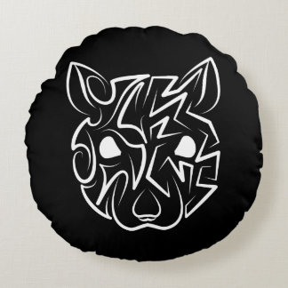 Svarta och vita stammen Råtta Rund Kudde