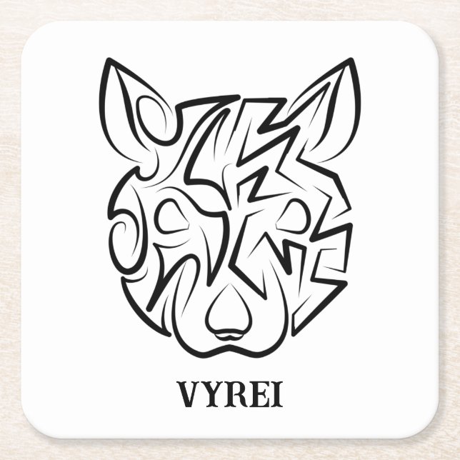 Svarta och vita stammen Råtta Underlägg Papper Kvadrat (Framsidan)