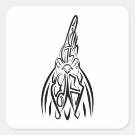 Svarta och vita stammen Tupp Fyrkantigt Klistermärke