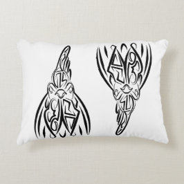 Svarta och vita stammen Tupp Prydnadskudde