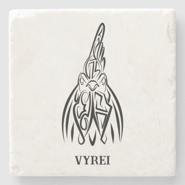 Svarta och vita stammen Tupp Stenunderlägg (Framsidan)