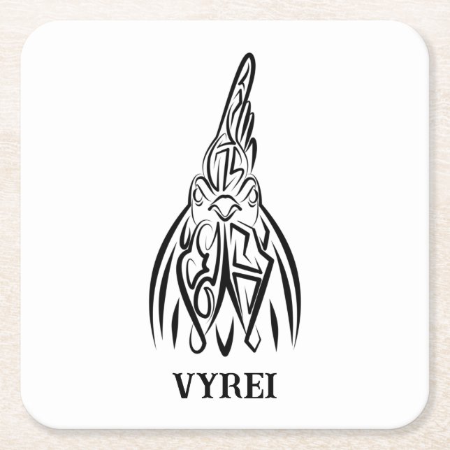 Svarta och vita stammen Tupp Underlägg Papper Kvadrat (Framsidan)