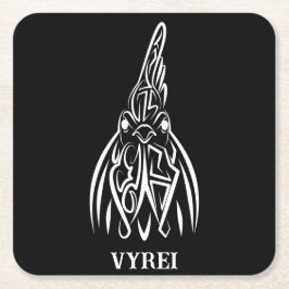 Svarta och vita stammen Tupp Underlägg Papper Kvadrat