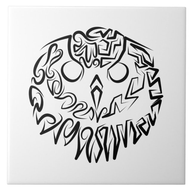 Svarta och vita stammen Uggla Kakelplatta (Framsidan)