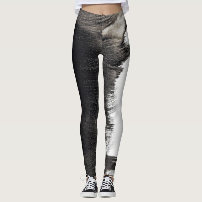 Svarta och vita Stänk Abstrakt III Leggings (Framsida)