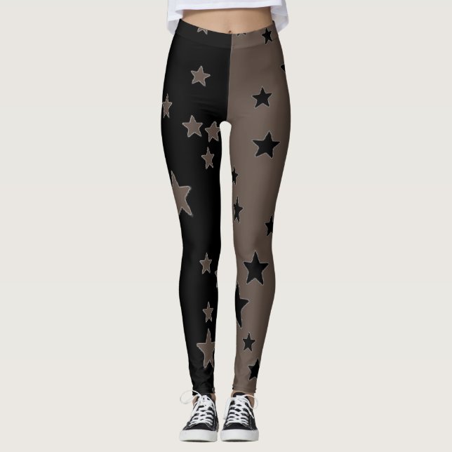 Svarta Och Vita Stjärn Leggings (Framsida)