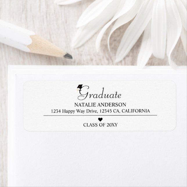 Svarta och vita Student Studenten-Returadressen Returadress Etikett (Insitu)