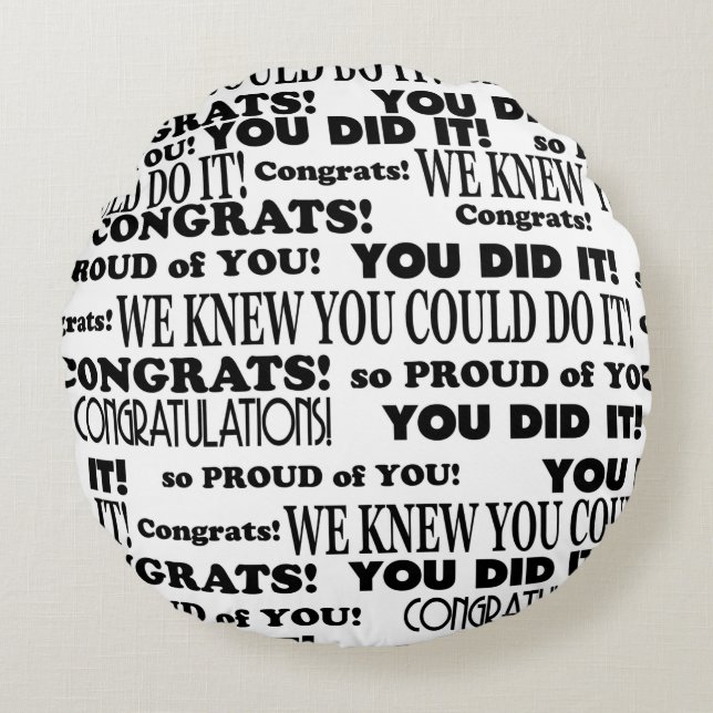 Svarta och vita Studenten Ord Art Dekorativ kudde (Framsidan)