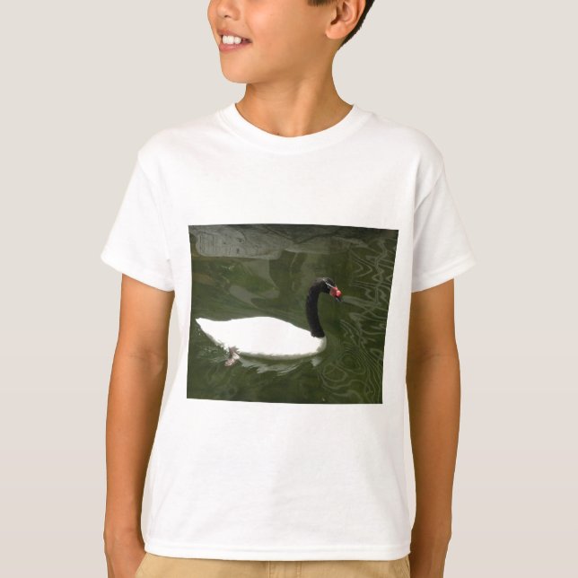 Svarta och vita Svan Tee Shirt (Framsida)