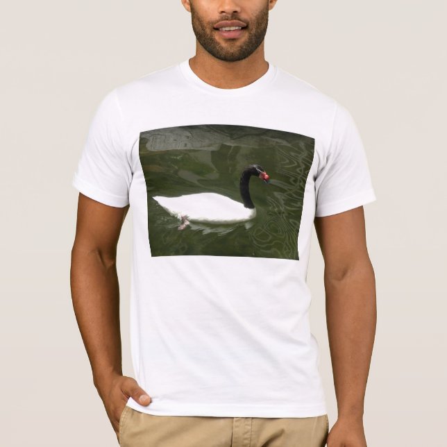 Svarta och vita Svan Tee Shirt (Framsida)
