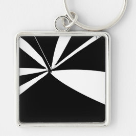 Svarta och vita Tält Fyrkantig Silverfärgad Nyckelring