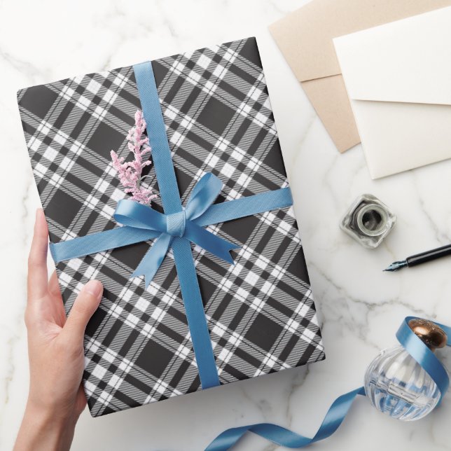 Svarta och vita Tartan Play Mönster Presentpapper (Gifting)