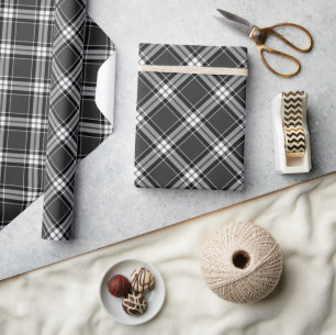 Svarta och vita Tartan Play Mönster Presentpapper