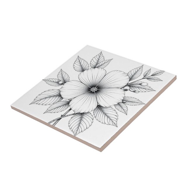 Svarta och vita Teckning Kakelplatta (A Great Gift for Mother's Day!)