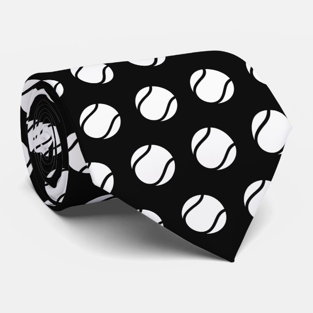 Svarta och vita tennis Boll Mönster Athletic Stil Slips (Rullad)