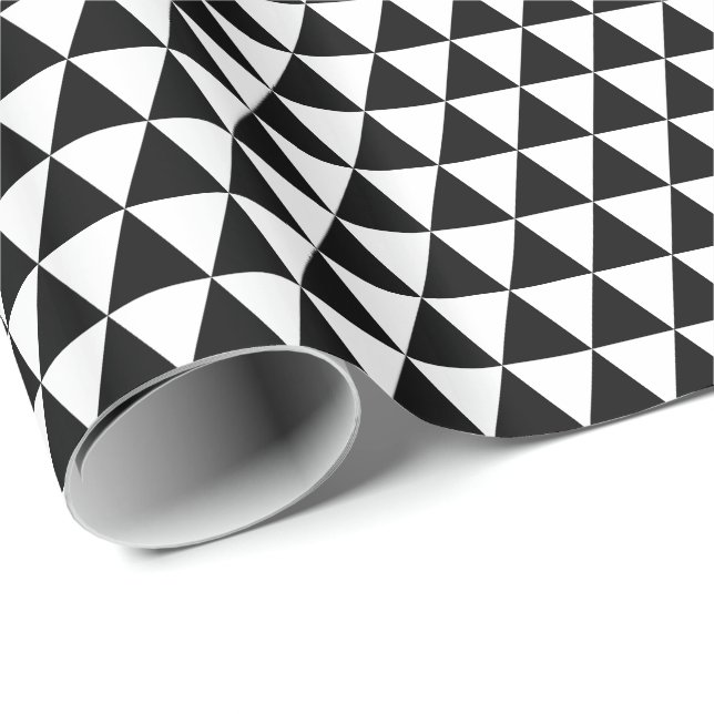Svarta och vita trianglar presentpapper (Rullad Hörn)