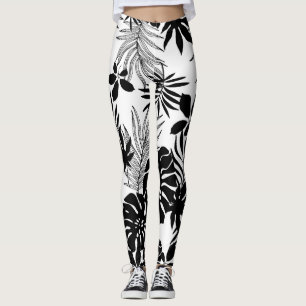 Svarta och vita Tropikar: Silhuetterad natur Leggings