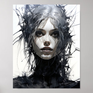 Svarta och vita, vackra kvinnor, skräck Fairy Poster