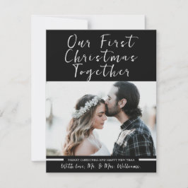 Svarta och vita vårt första nyloljade foto julkort