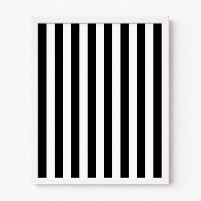 Svarta och vita vertikala ränder poster (Black and White Stripes - Vertical - Add your own personalized text message.)