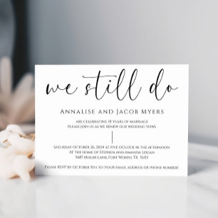 Svarta och vita Vi gör fortfarande Vow Renewal Brö Inbjudningar